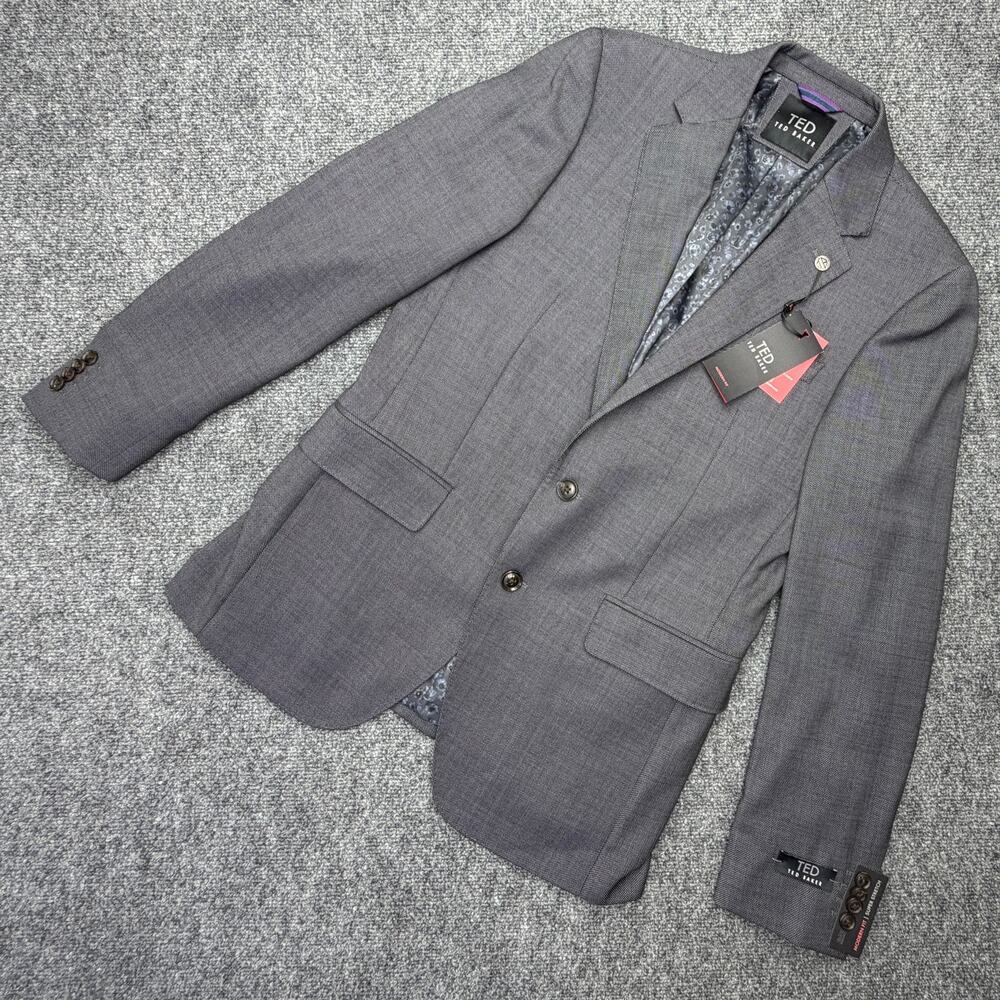 Ted Baker Mens 38R Blazer Charcoal Wool Stretch Modern Fit Sport Coat NWT